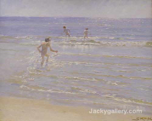 Sunshine at Skagen Boys Swimming by Peder Severin Kroyer paintings reproduction - Click Image to Close